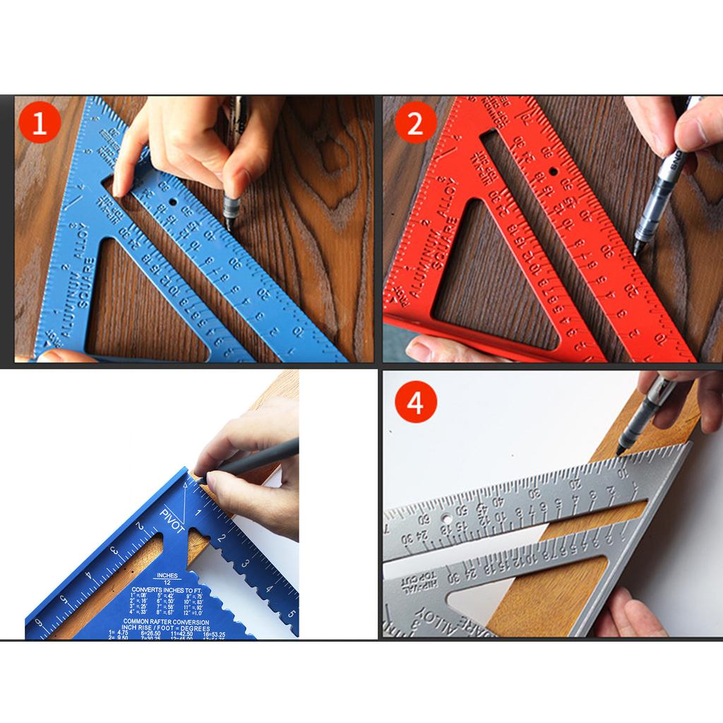 Square Protractor High-Precision Aluminum Alloy Triangle Ruler Double Scale Miters Framing Measurement Ruler Lightweight