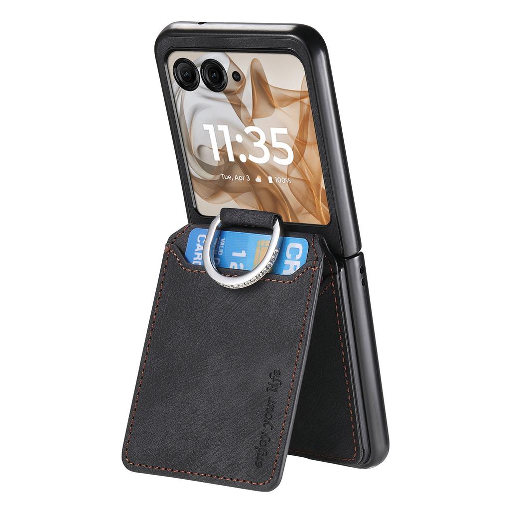 Voor Motorola Razr 60/50 5G Hoes Kaarthouder Standaard Retro Textuur Lederen Achterkant