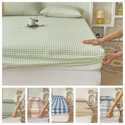 1 Federa Verde con Elastico a Strisce Lenzuolo con Angoli a Contatto con la Pelle Copriletto Spazzolato Dimensioni Queen/King