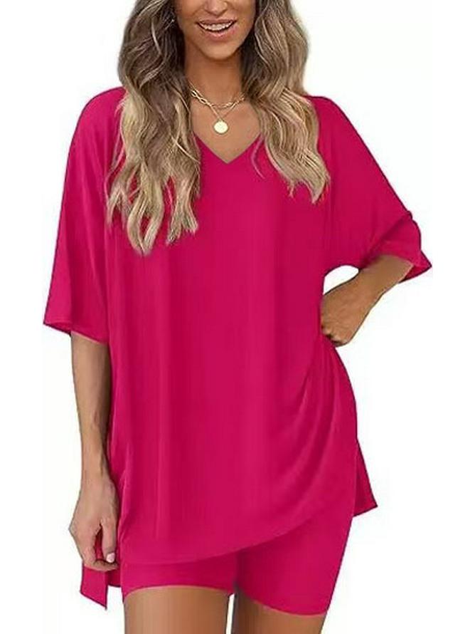 Women's Casual V-neck T-shirt & Shorts Homewear Set, 2026 Collection: Comfortable and Stylish 
