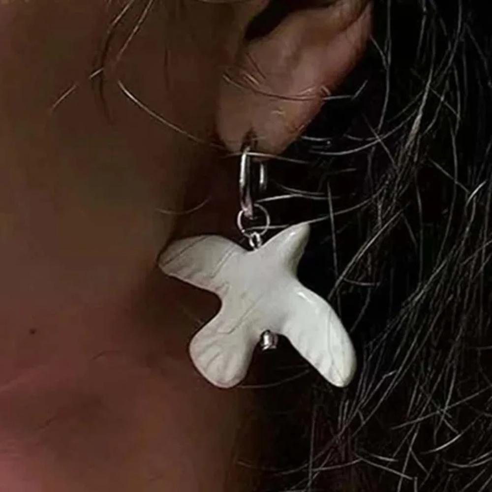 Metal Necklace White Peace Dove Earrings New Pendant  for Women