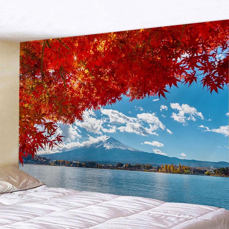 VIKAMA Japanese Cherry Blossom Tapestry Oriental Landscape Wall Hanging Decor for Bedroom Living Room Home Decor