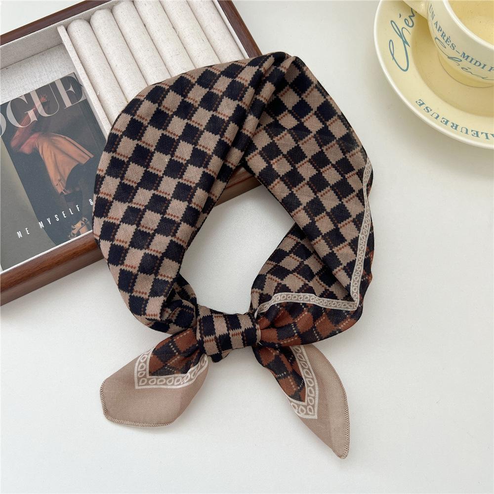Liten fyrkantig scarf i bomull och linne Sidenhalsduk Dam Vår och höst Ny stil Konstnärlig och mångsidig Mode Temperament Huvudband Scarf