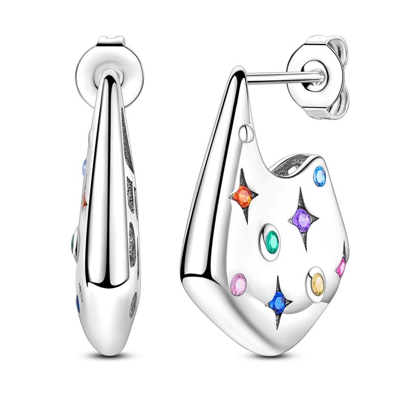 New 925 Silver Hoop Earrings Zircon Irregularity Drop Earring Stud For Original Women Birthday Party Fine Jewelry Gifts