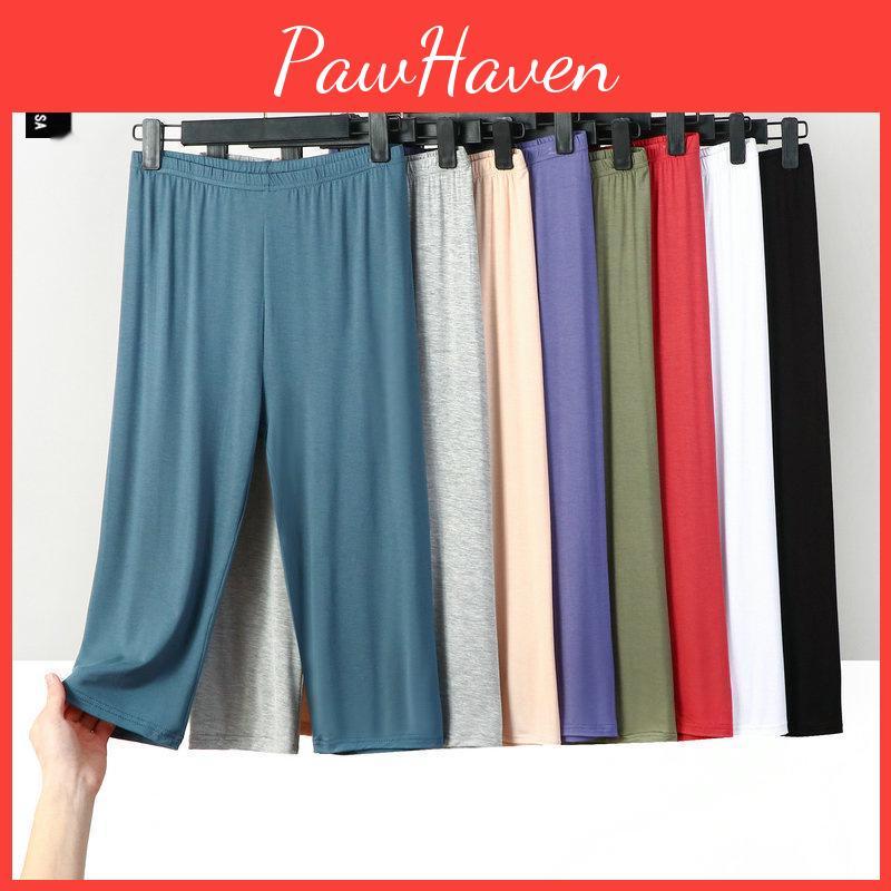2023 Highwaist Womens Modal Capri Sleep Pants Plus Size Thin Slimming Cotton Blend