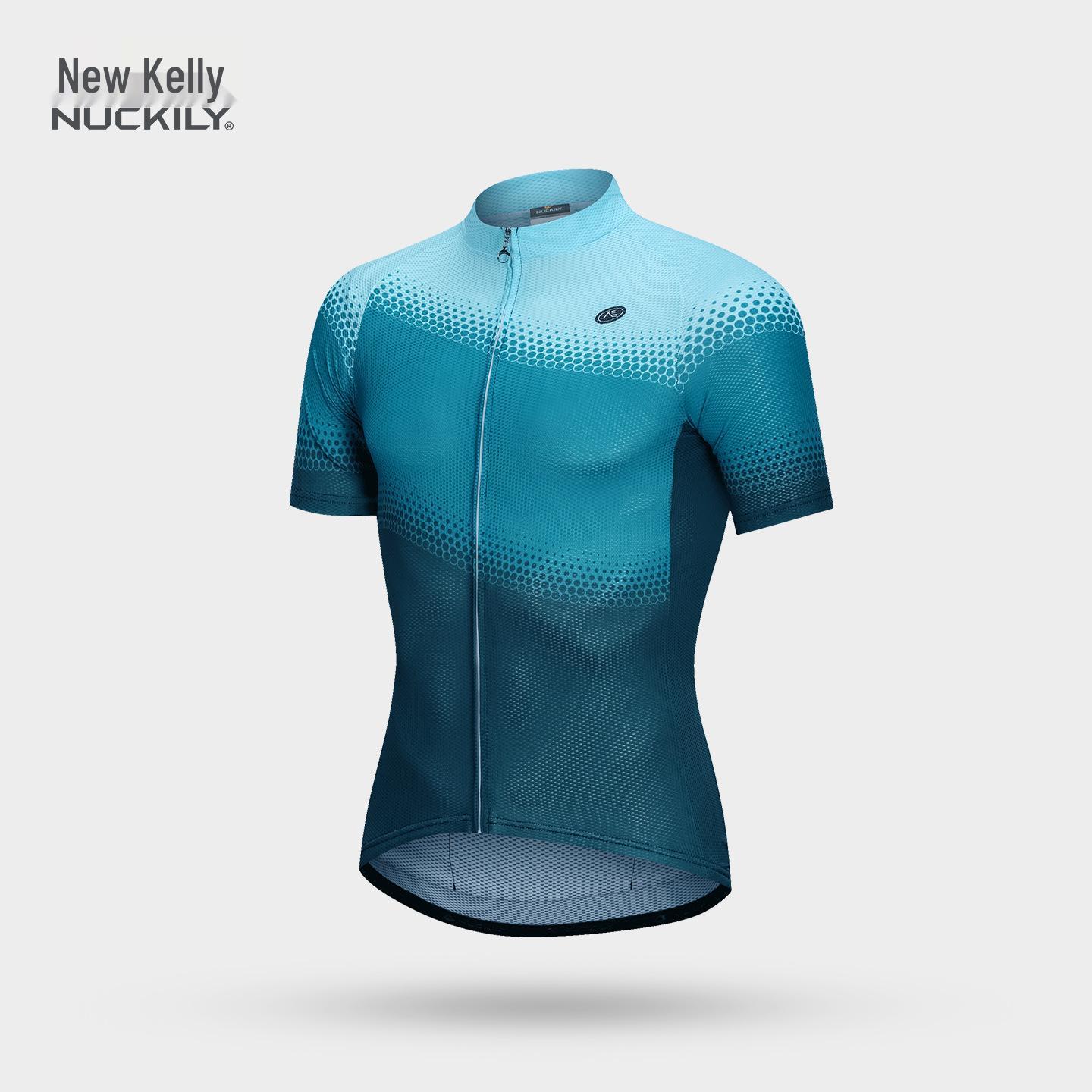 NUCKILY Men s Breathable Short Sleeve Cycling Jersey - Spring/Summer, Quick-Drying, High Elasticity, Color Block Design XXL зелёный