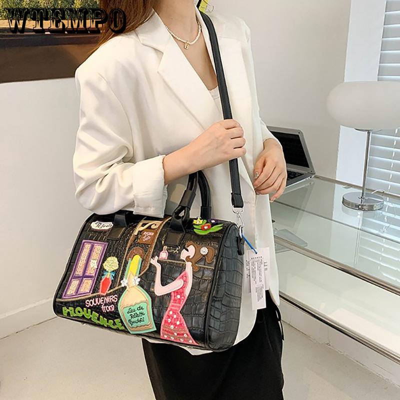 WTEMPO Kvinner stor håndveske skulderveske broderisett dekorasjonssømveske