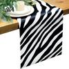 Washable Rectangular Desk Runner Modern Geometric Table Runner, Black And White Checkered Stylish Pattern 72 Inch Striped for Dining Decor Easy Care