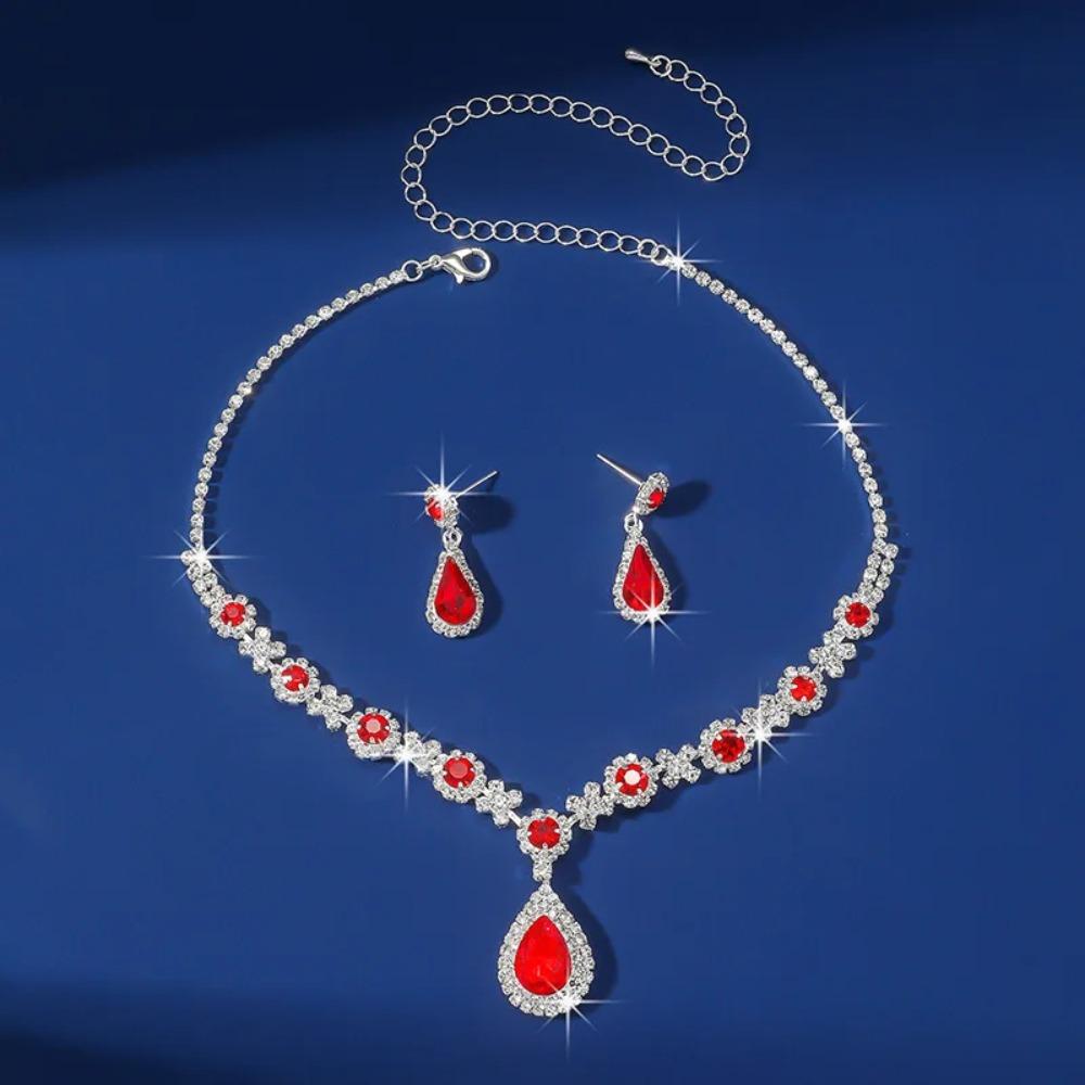 Vintage Crystal Drop Necklace Elegant Women's Jewelry Set New Pendant Necklace  Women