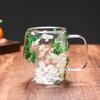 Double Layer Borosilicate Glass Mug with Dried Flower Inside Clear Design for Office Bar Home Coffee Tea Drinkware Gift