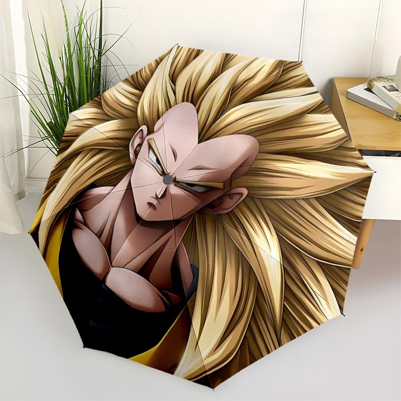 

1pc Super Saiyan Automatic Folding Umbrella - Compact 8-Rib Design, Durable Plastic & Iron, Perfect Gift for Friends & Family yy250923018