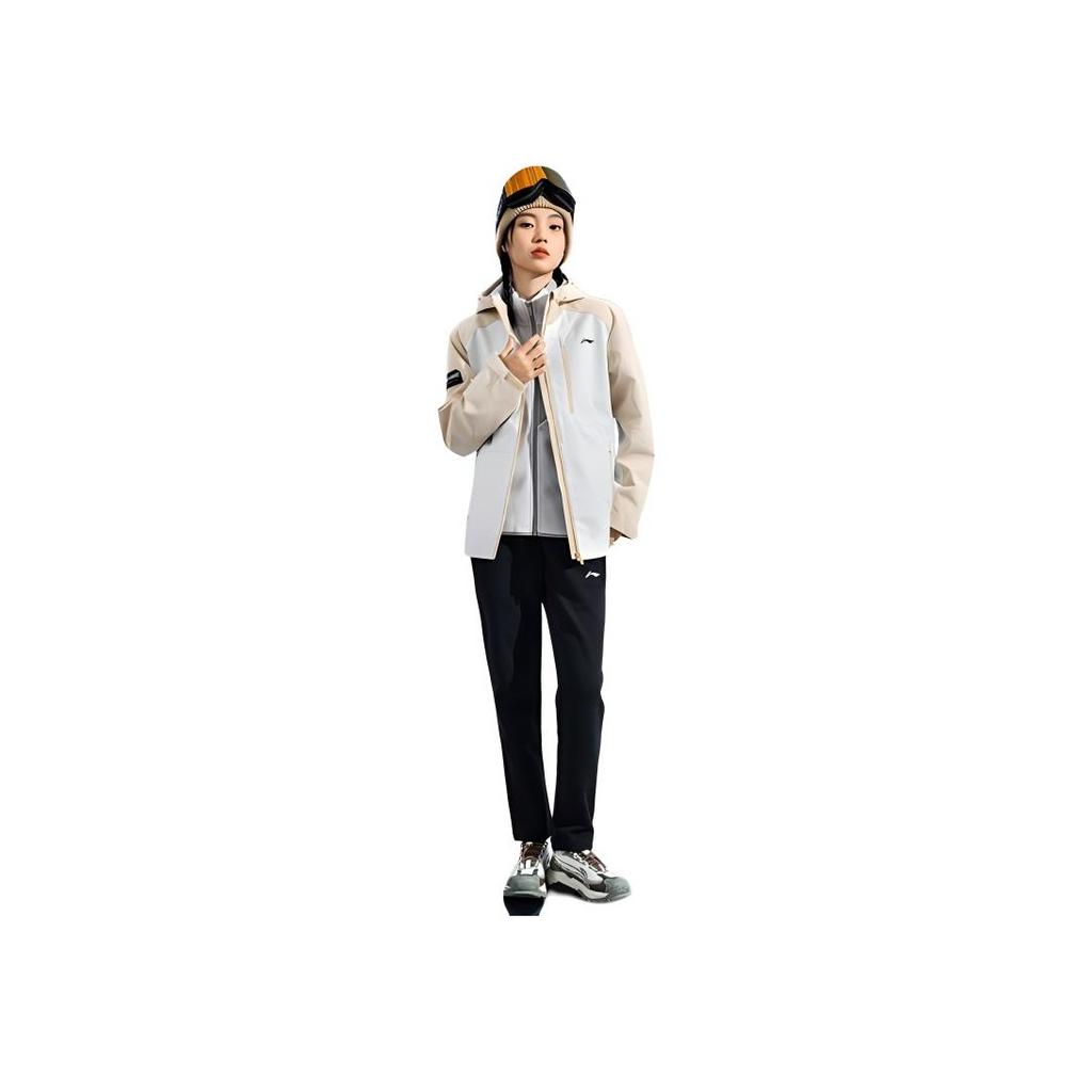 Li-Ning Sports Casual Minimalist Color Block Hooded Windbreaker Jacket Unisex Jacket Light-Yellow Cream AFDUC59-4