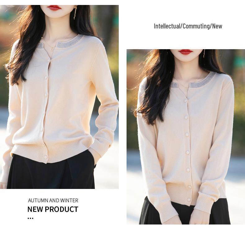 2025 Spring Women's Round Neck Velvet Cardigan Sweater