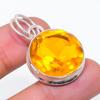 Natural Citrine Gemstone Handmade 925 Sterling Silver Jewelry Pendant 1.58" AP-14273