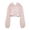 Warm Pink Lolita Kawaii Sweater Women Loose Japanese Sweet Fairy Hooded Tops Female Long Sleeve Korean Pullovers Winter 2024 New