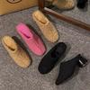 Winter Baotou Semi-drag Fashion Round Deep Mouth Plush Warm Non-slip Wear-resistant High-heeled Slippers