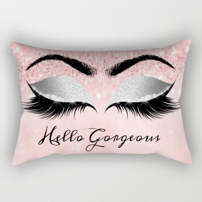 Eyelash Pillow Case European and American Fashion Sleep Waist Pillow Case Living Room Sofa Cushion Pillow Core