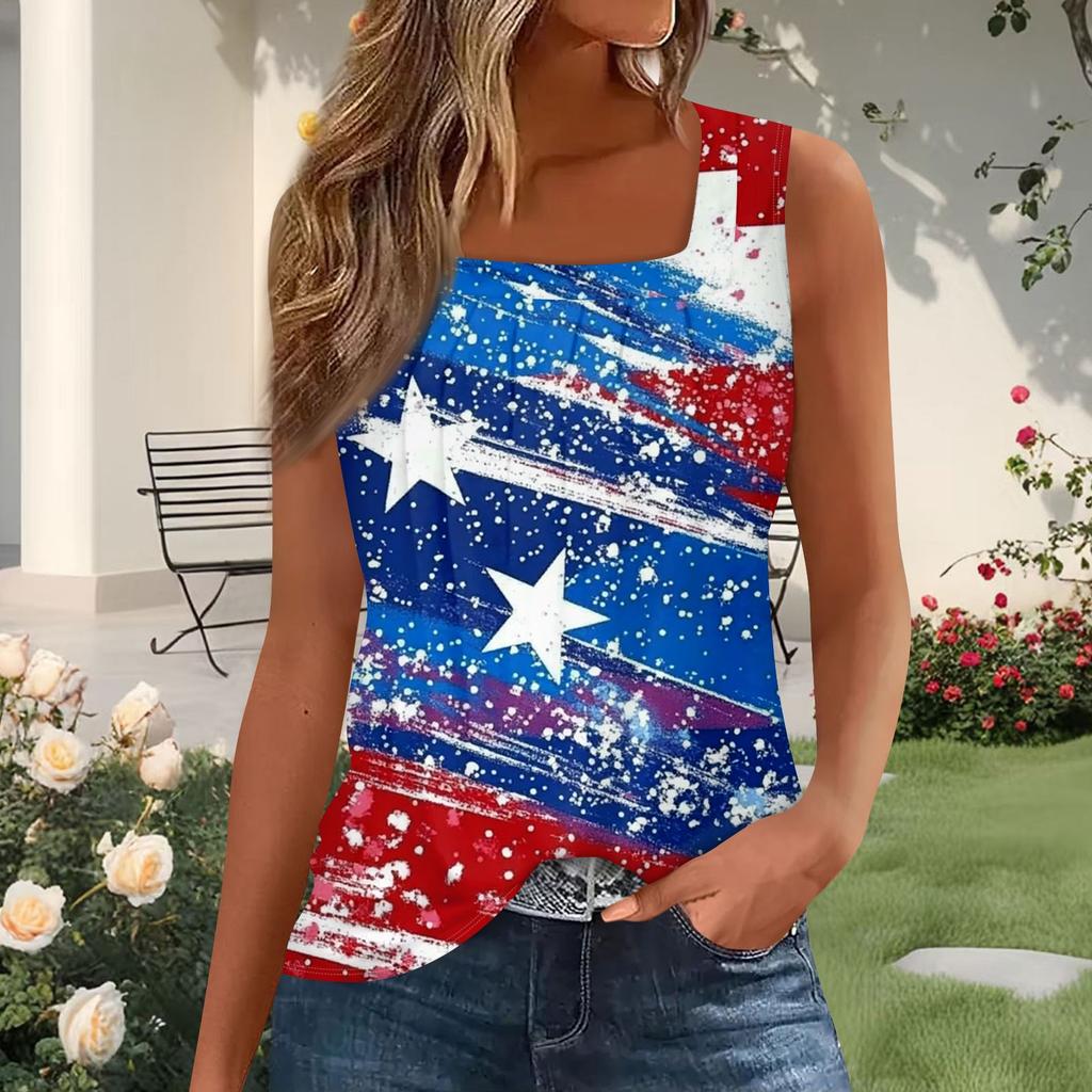 Damenmode Plissiertes bedrucktes Square-Neck West Top