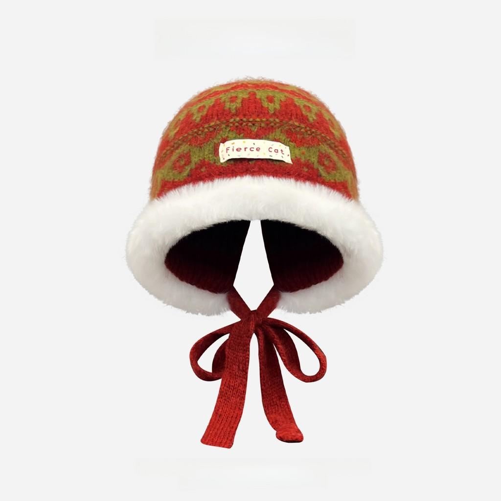 Classic Knit Hat Winter Warmth With Ear Coverage For Womens Outdoor Activities красный