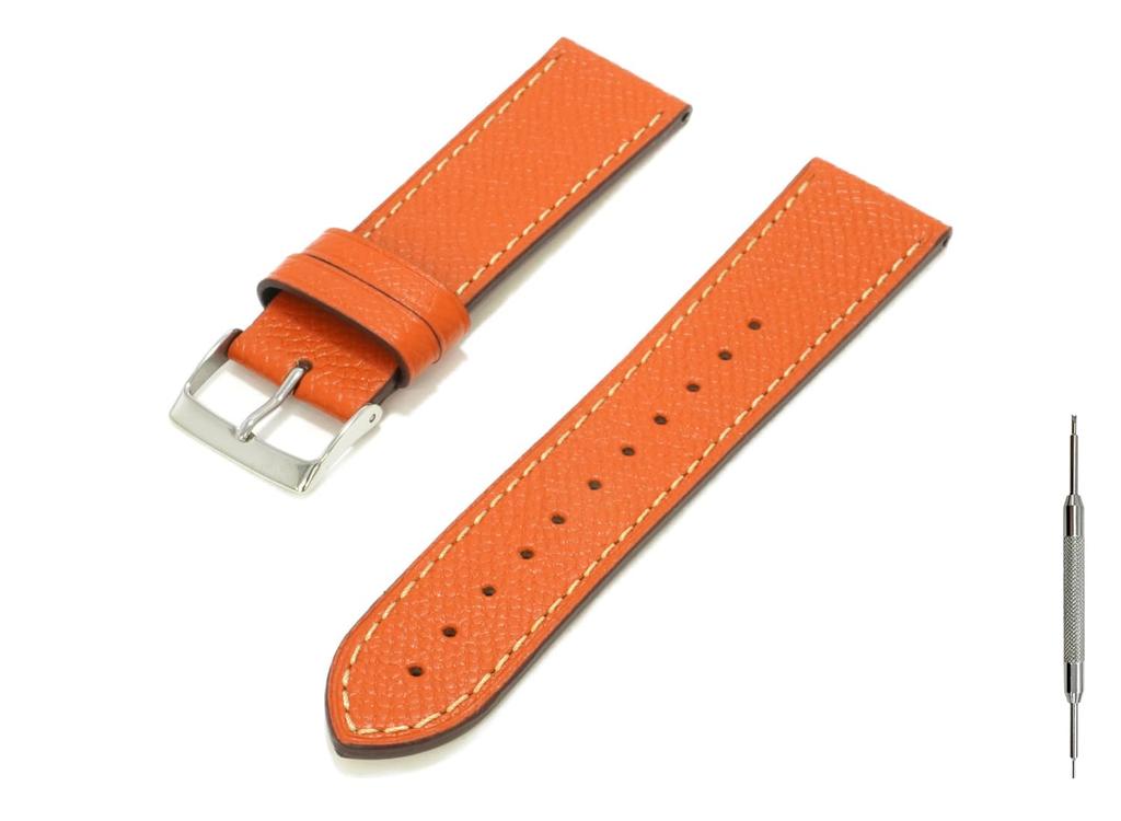 CASSIS LIMOGES Leather Watch Strap, 20mm, Orange, with Replacement Tool, X1033HE1086020M