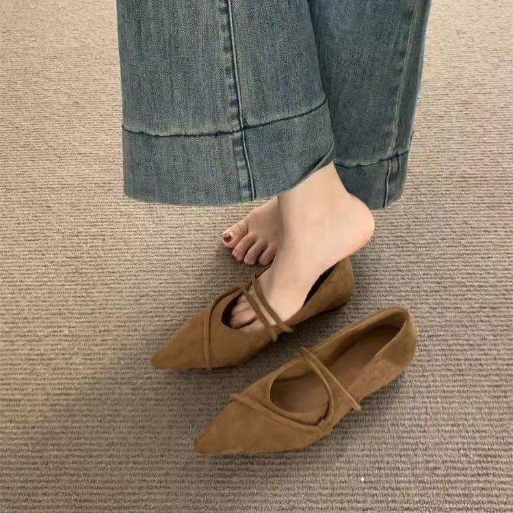 Retro Word with Pointed Mary Jane Women's Shoes Summer 2025 New Shallow Temperament French Ballet Shoes