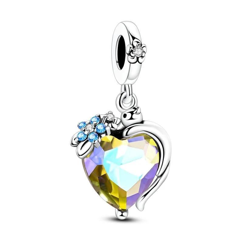 925 Silver Colorful Cat's Eye Charms Crystal Butterfly Beads Pendants Fit Bracelets Necklaces DIY Jewelry Gift