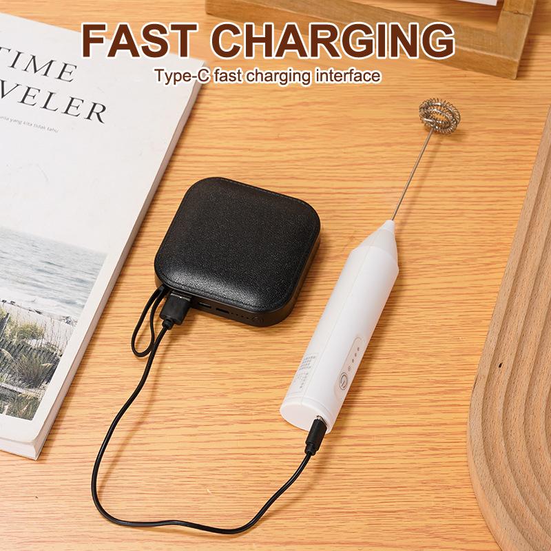 Wireless Electric Milk Frothers Coffee Frother Usb Rechargeable 3 Speeds Handheld Foam Maker Coffee Egg Beater  Cooking Tools