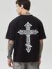 Black T-Shirt with Cross Print