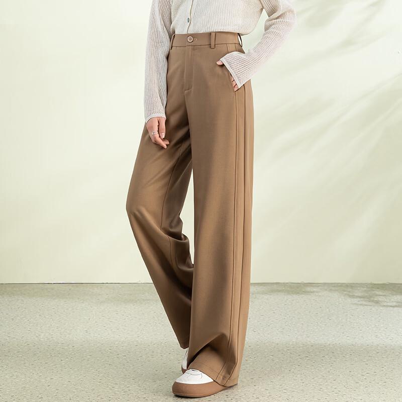 Fanzhen Women's High-Waist Wide-Leg Wool Blend Casual Pants