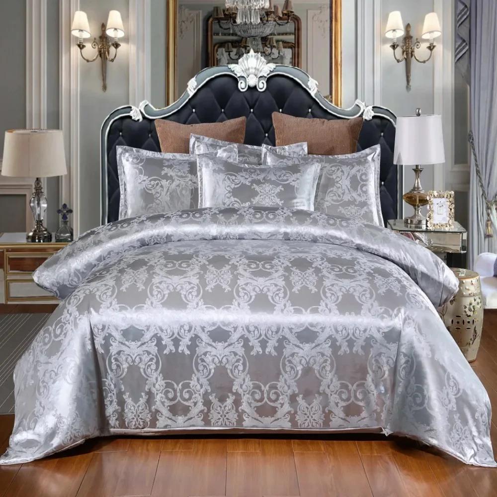 2/3 st Set av Ljus Lyx Sängkläder Hemtextil Europeisk Satin Jacquard Sängklädesset Påslakan Örngott Juego De Ropa De Cama