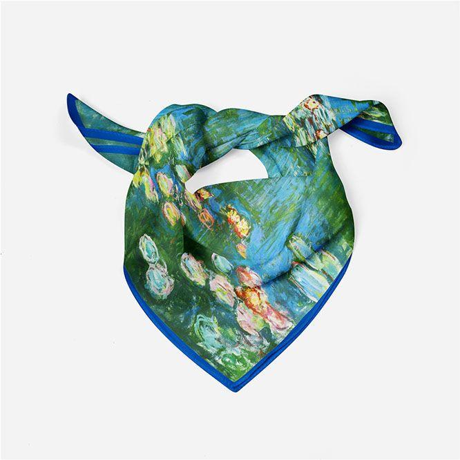 Twill Silk-like Small Square Scarf with Oil Painting Design: Vintage Style Hair Band Scarf Neck Warmer for All-around Use