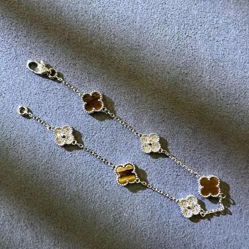 9MM Mini Six-flower Four-leaf Clover Bracelet White Mother-of-pearl Purple Chalcedony CNC Craft Simple and Versatile High-end Bracelet