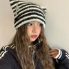 Y2K Cute Y2K Beanie Hat Striped Knitted Beanie Hat Star Devil Hat  Autumn Winter