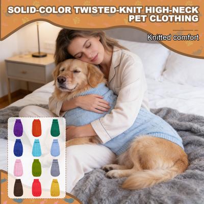 Farbenfroher Zopfstrick-Rollkragenpullover für Hunde, und Winter.