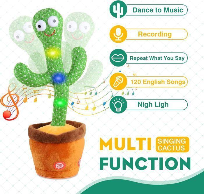 Baby Toy - HAUTSTORE - Dancing Cactus - 120 Songs - Interactive Plush Toy - LED Lighting