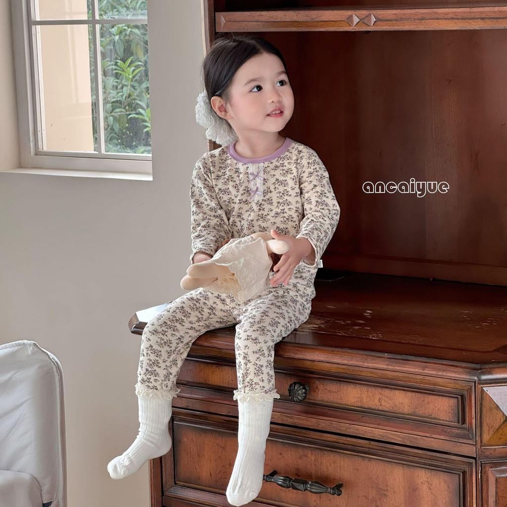Children's 2025 Pure Cotton Autumn Pajama Set - Unisex Cartoon Print Warm Home Wear