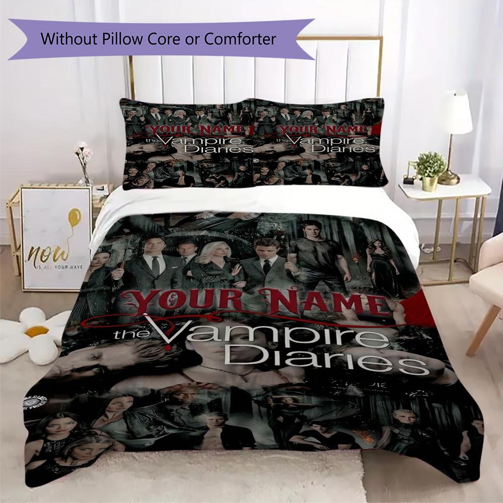 Custom Name Vampire Diaries Pattern Bedding Uilt Set Uilt Cover Pillowcase Home Decoration Birthday Gift (1*duvet Cover+2*pillowcase Without Core)