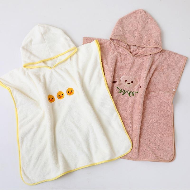 70*140 Coral Fleece Hooded Towel Poncho Kids Bath Robe Baby Shower Absorbent Bathing Wrap