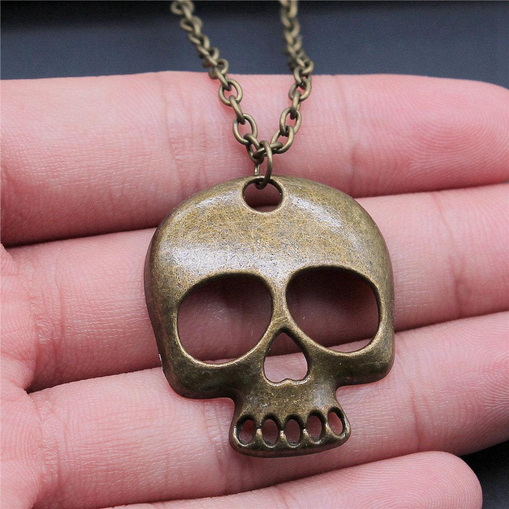 Eagles Gothic Skull Pendant Antique Bronze Metal Bridal Collar Necklace High Quality Statement Piece