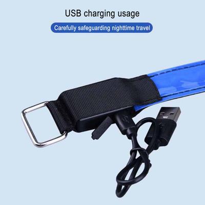 Opaska na ramię do biegania Paski odblaskowe Ładowana przez USB Jasne światło nocne Regulowana opaska LED do jazdy na rowerze Piesze wycieczki Sporty na świeżym powietrzu Bezpieczeństwo Opaska na nadgarstek