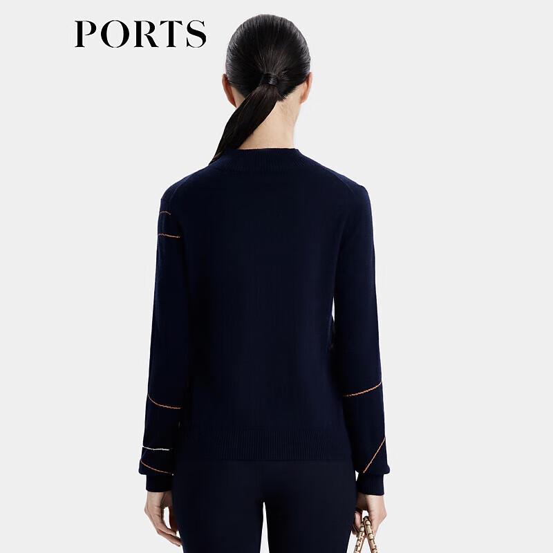Ports Women's Striped Wool Blend Half-High Collar Sweater