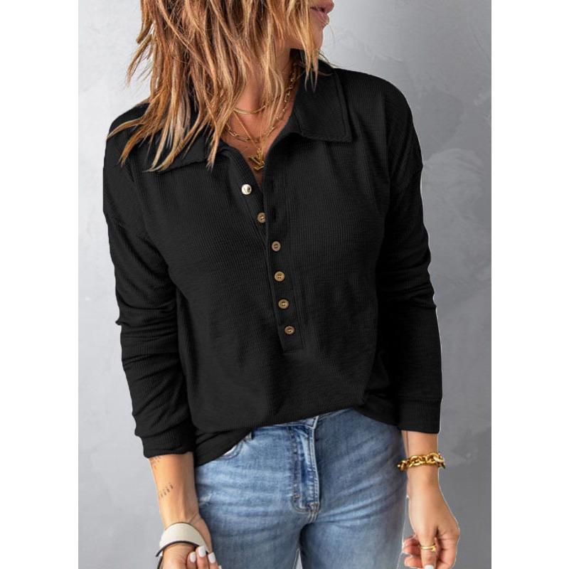 

Осенняя женская блузка с цветочным принтом и лацканами на пуговицах, рубашка с длинным рукавом S чёрный