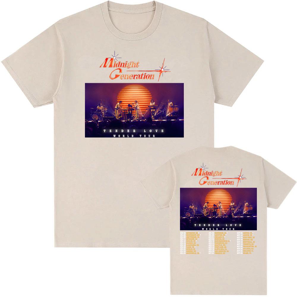 Tender Love World Tour 2025 Tshirt MIDNIGHT GENERATION Music Group Tshirt Cotton Short Sleeve Summer T Shirt for Unisex Streetwear