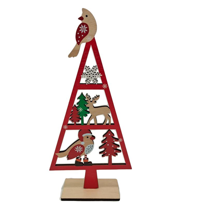 Wooden Christmas Tree Shaped Mini Pendants New Year Home Decor Gift Craft Props DIY Festival Party Tabletop Ornaments Gift