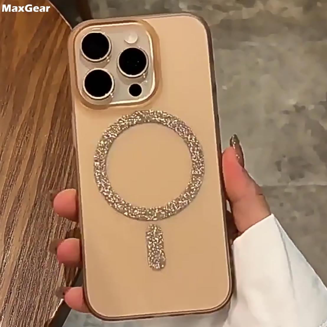 

Luxury Bling Glitter For Magsafe Case For iPhone 15 16 Plus 11 14 Pro Max Thin Matte Clear Wireless Charge Magnetic Cover For iPhone 15 Pro чистый