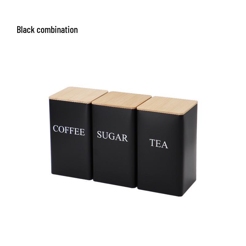 In-Stock Minimalist Metal Tea Caddy with Bamboo Lid for Snacks, Coffee, and Candy Storage