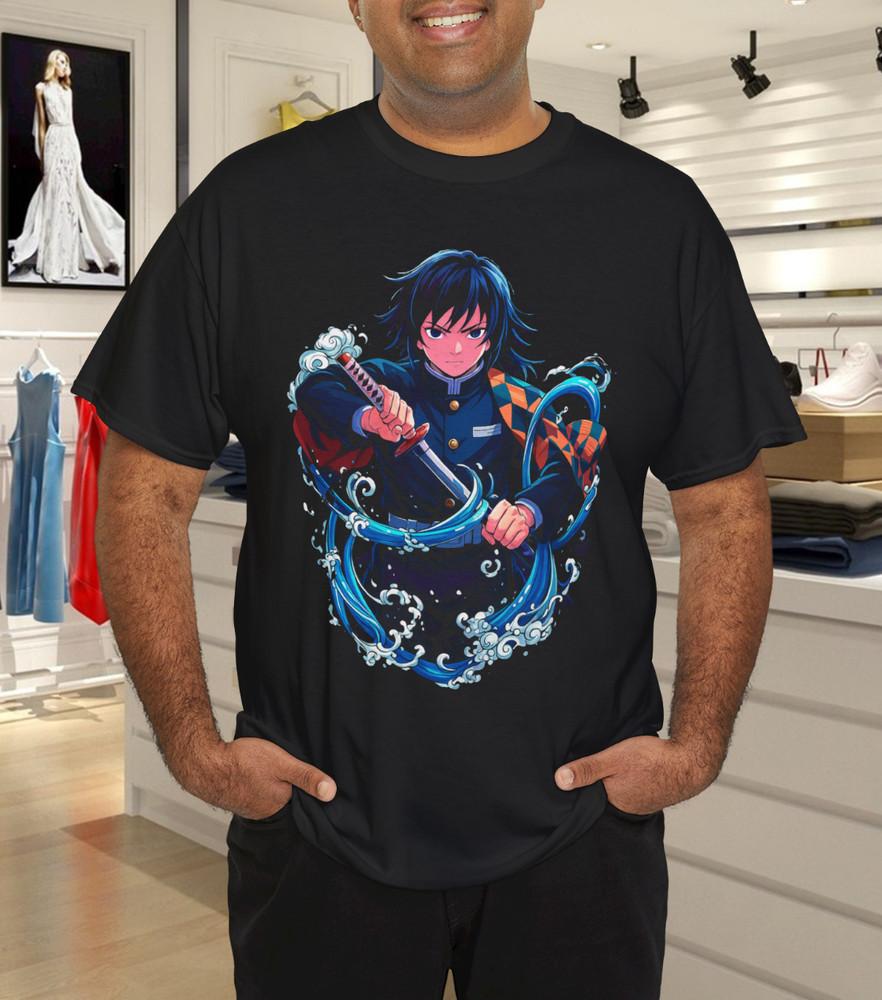 

Water Warrior Anime Wave Blade Graphic Tee – Calm Strength Samurai T-Shirt S