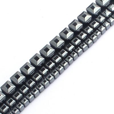 Natural Black Hematite Stone Beads Suqare Shape Cube Hematite Beads For Jewelry Making 3/4/6mm
