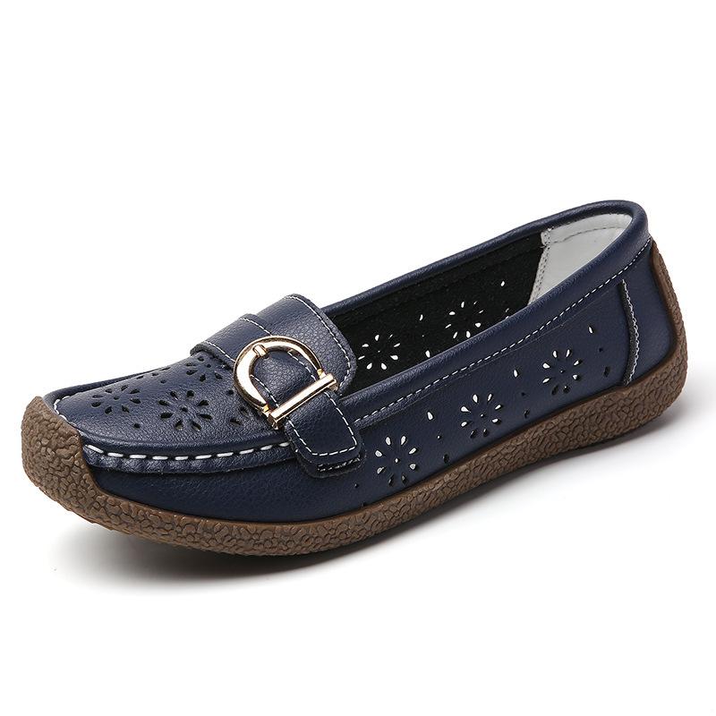 

Casual women s flat shoes soft sole soft surface mother shoes comfortable hollow large size Doudou women 44 темно-синього кольору