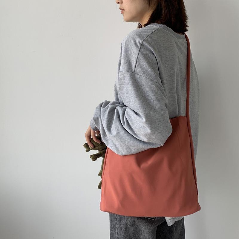 Candy Color Simple Solid Color Canvas Bag Female Single Shoulder